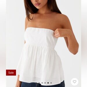 Peppermayo White Strapless Top